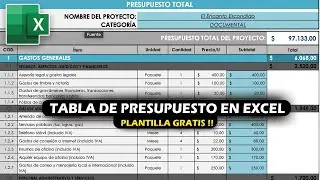 C&oacute;mo hacer un presupuesto en Excel 2026 (Descarga Plantilla Gratis) - Tutorial