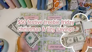 $50 christmas and tiny savings challenges | festive freebie friday & happy mail