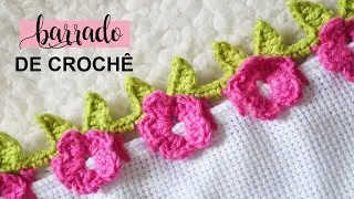 BARRADO DE CROCHÊ PARA PANO DE PRATO EM FORMATO DE FLOR #223 | BICO DE CROCHÊ