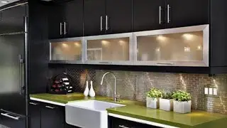 modular modular kitchen and SS basket and SS profile handle wooden view