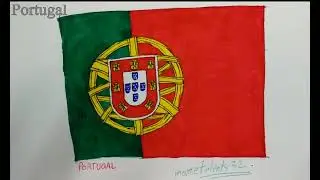 Freehand Flag of Portugal, no scale ruler Desenho a m&atilde;o livre da bandeira de portugal