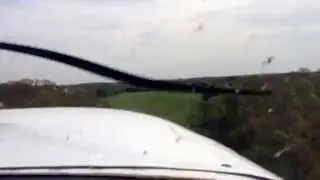 Grass strip takeoff at Baker Field