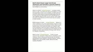 BLET State Exam Legal Unit Exam Questions and Answers Solved Papers