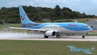 Wet! and Rare! Takeoff of Thomson Airways Boeing 737-8K5 from Split Airport