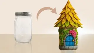 DIY Decorative House from Jam Jar & Polymer Clay | Upcycled Vanity Table Decor Idea , #polymerclay