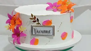 Bolo contemporâneo / Rosa e laranja / sem mistério/aprenda fazer este bolo comigo