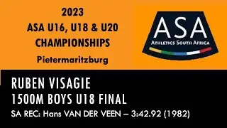 Ruben Visagie wins 2023 SA Boys U18 Championships 1500m in 3:50.92 in Pietermaritzburg