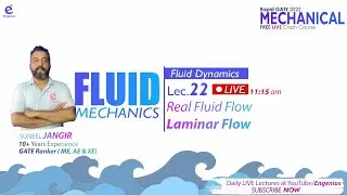 #Lec.22 FM- Fluid Dynamics-Laminar Flow /ME FREE Crash Course GATE22/ Engenius