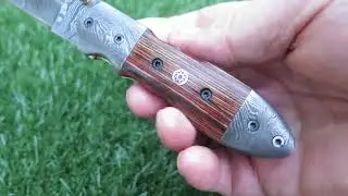DKC-59-DS-PC Dartmouth Damascus Pocket Clip DKC Knives Custom Hand Made  Pocket Folding Bowie Knife