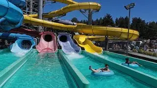 Kango Slides at bottom end in Wild Waves Water Park in Federal Way Washington USA 🇺🇸