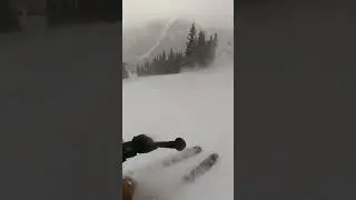 Windy freshies under the lift⛷️ ❄️ 🏔️ #skiing #shorts #snow #wind