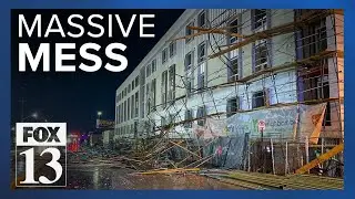 Scaffolding torn from Salt Lake City building during storm