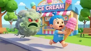 Wash Hands Germ Monster Is Coming Song  😱🦠| Baby Bleu Kids Songs