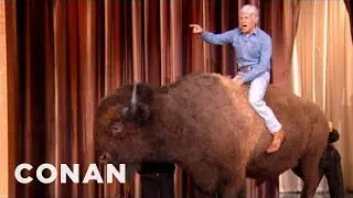Ted Turner & Super-Sized Teddy Jr. Stop By | CONAN on TBS