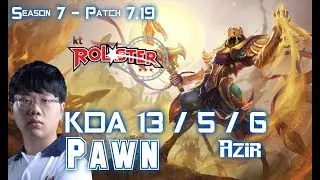 KT Pawn AZIR vs KATARINA Mid - Patch 7.19 KR Ranked