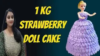 बिना केक टीन के बनाया।।।1 kg strawberry doll cake...