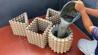 amazing idea from egg trays / how to make unique wonderful flower pots / egg tray craft ideas