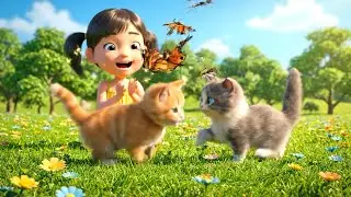 Five Silly Baby Kittens Chasing Butterflies | Nursery Rhymes for Kids & Baby Songs
