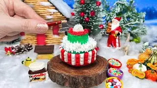 😋 Best Ever Miniature Christmas Themed Cake - Making Delicious Tiny Cake At Mini Farm
