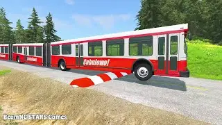 LONG BUS, TRUCKS And CARS Vs MASSIVE SPEED BUMPS - BeamNG.Drive
