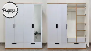BUAT LEMARI BAJU MINIMALIS 4 PINTU