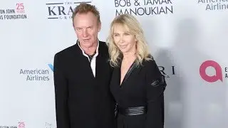 Sting and Trudie Styler at Elton John AIDS Foundation in New York City