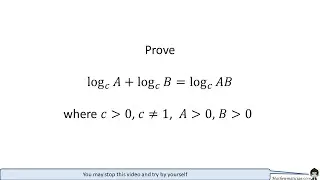 Prove logA+logB=logAB
