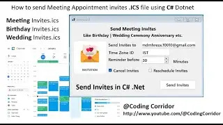 Send Meeting Invitation on calendar using C# dotnet | Appointment Invites in C# dotnet | Invites.ics