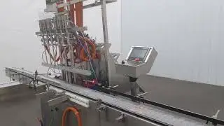 E319900 - Accutek 6-Head Piston Filler With Tabletop Conveyor And Stainless Steel Hopper