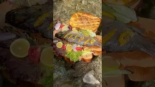Cooking grilled fish with bread in nature🐟🔥🌿