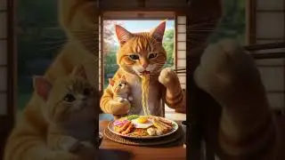 AWW! Mama Cat Shares Mie Goreng With Baby! Adorable Mealtime Moments #Cats #CuteAnimals #FoodLovers