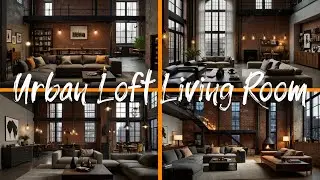 Urban Loft Living Room with High Ceilings and Industrial Lighting