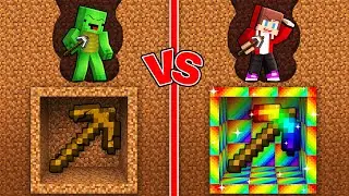 Mikey POOR vs JJ RAINBOW Pickaxe Mine Battle - Minecraft Maizen