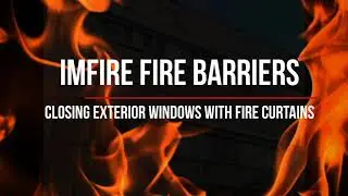 Closing exterior windows with fire curtains