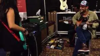David Ryan Harris, Sammy V, Savannah Sanchez at Taylor McGrath Guitars NAMM 2014