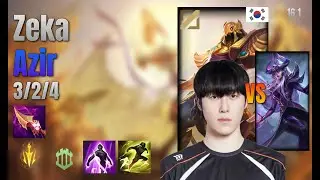 Zeka Mid Azir vs Syndra lol KR solo rank Full Game 16.1 | 제카 아지르 vs 신드라