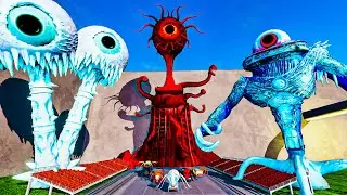 ALL MONSTERS Big & Small Cars Downhill Madness With WATER EYES TOWER EATER - BeamNG.drive
