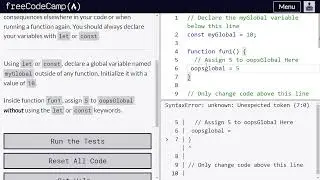 Global scope and functions - freeCodeCamp | Video 52 | Basic JavaScript