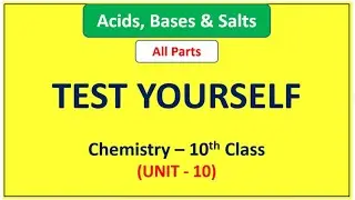 Test Yourself - Unit 10 (Acids, Bases & Salts) |Chemistry 10th Class #testyourself
