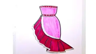 Easy Beautiful Dress Drawing | Step by Step Dress Sketch Tutorial