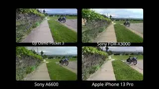 DJI Osmo Pocket 3 vs. Sony FDR X-3000 vs. iPhone 13 Pro vs. Sony A6600 Stability raw test footage