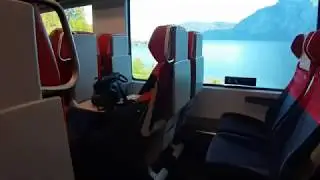 Ride in Austria, way to Hallstatt - train from Traunkirchen to Ebensee Landungsplatz