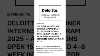 Deloitte Internship Program 2025 | For all Fields Students | Visit Career Site #internship #2025