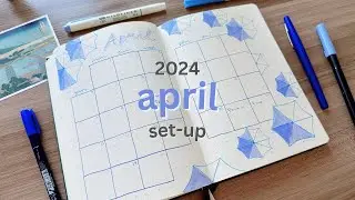 April 2024 Bullet Journal Setup ☔️ rain theme plan with me!☔️