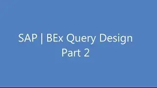 SAP | BEx Query Design Part 2