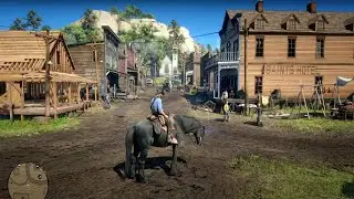 RDR2 | Relaxing Valentine Town Ambience | Horseback Idle & Western Sounds (4K, No Music)