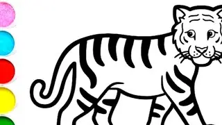Tiger Drawing for Kids l Wild Animal Drawing l painting and colouring for kids and toddlers l
