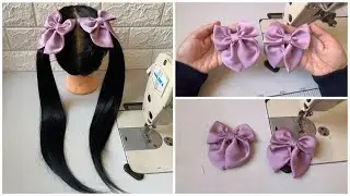 فكرة مشروع مربح جدا 💸 من بقايا قماش الستان/ خياطة فيونكات صغيرة 🎀 منزلي الصنع Diy sewing / hairbows