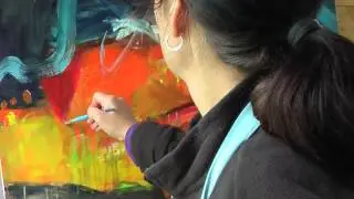 Artist Anna Hryniewicz - abstract painting demonstration