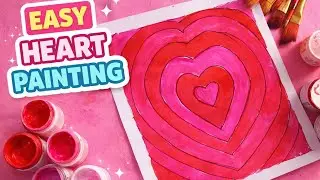 Satisfying Heart Painting with Pink & Red |step by step tutorial painting|Easy painting ideas 